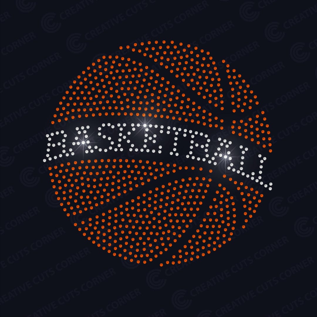 Basketball Rhinestone Template Svg File for Cricut Rhinestone Template ...