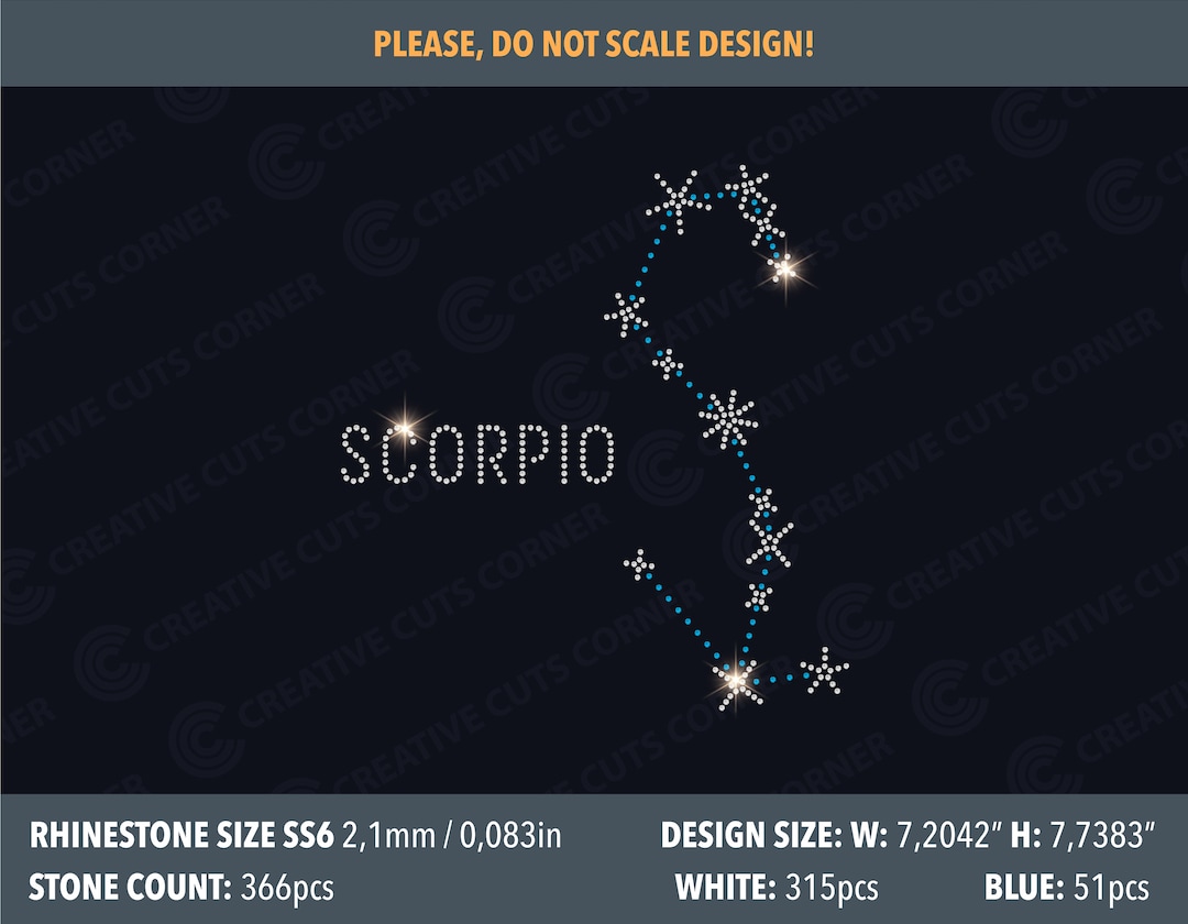 Scorpio Rinestone Color Scorpio Rhinestone Template Svg File for Cricut Zodiac Sign Rhinestone ...
