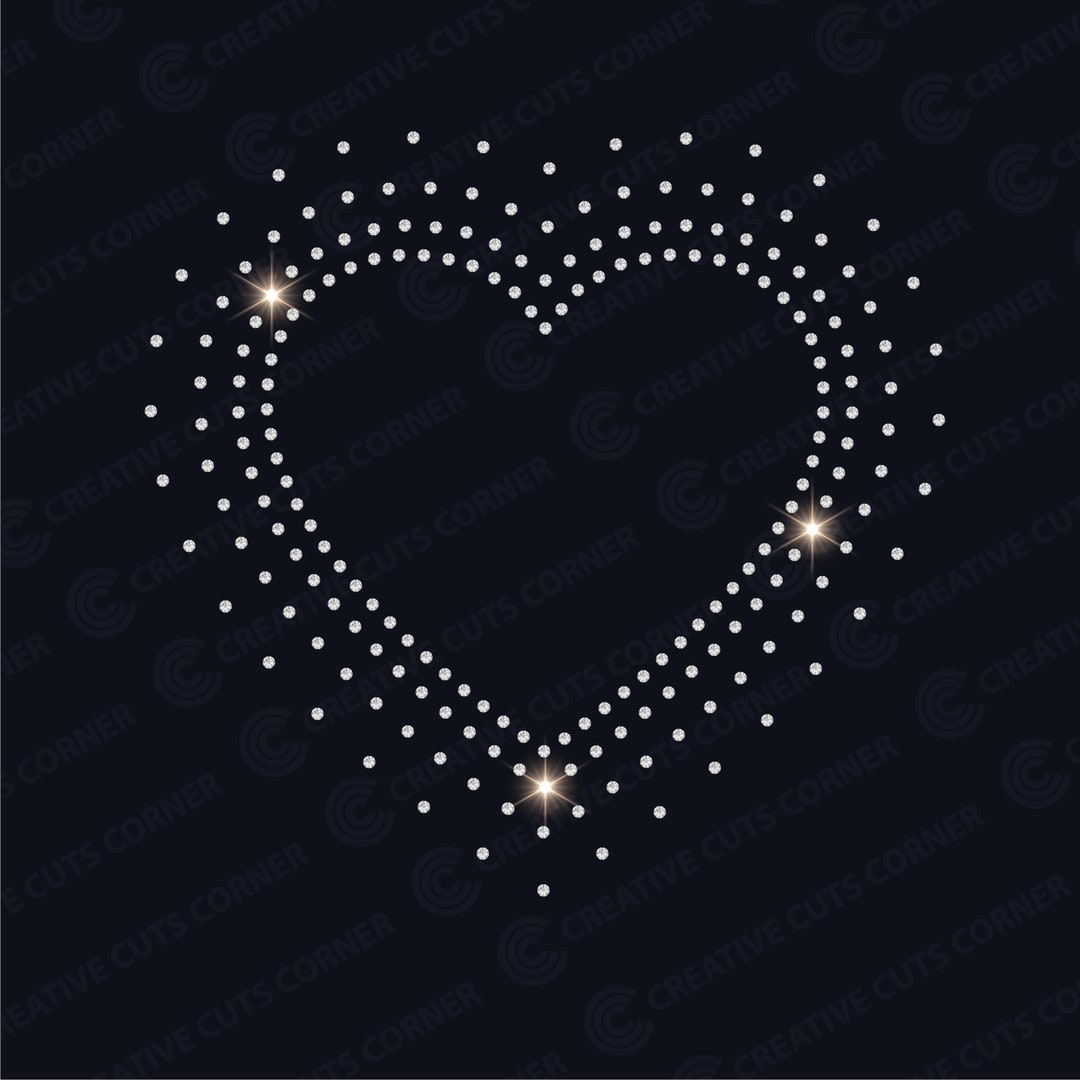 Heart Vector Rhinestone Rhinestone Heart Svg Design Hotfix Rhinestone Template Cricut ...