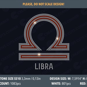 Libra Rhinestone Libra Zodiac Rhinestone Template Svg File Rhinestone Template Ss10 ...