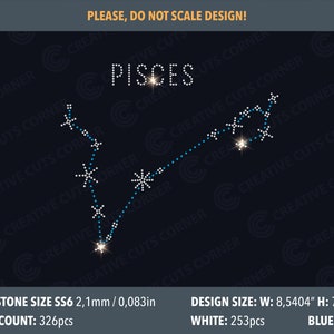 Rhinestone Template Svg File For Cricut Pisces Rhinestone Decal Design for T-shirt Svg Hotfix Rhinestone Template Cricut Svg Rhinestone