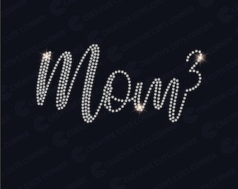 Mom of three Rhinestone Template ss10 Svg Digital File Rhinestone Sign Rhinestone Shirt Template File For Cricut Svg Download Rhinestone