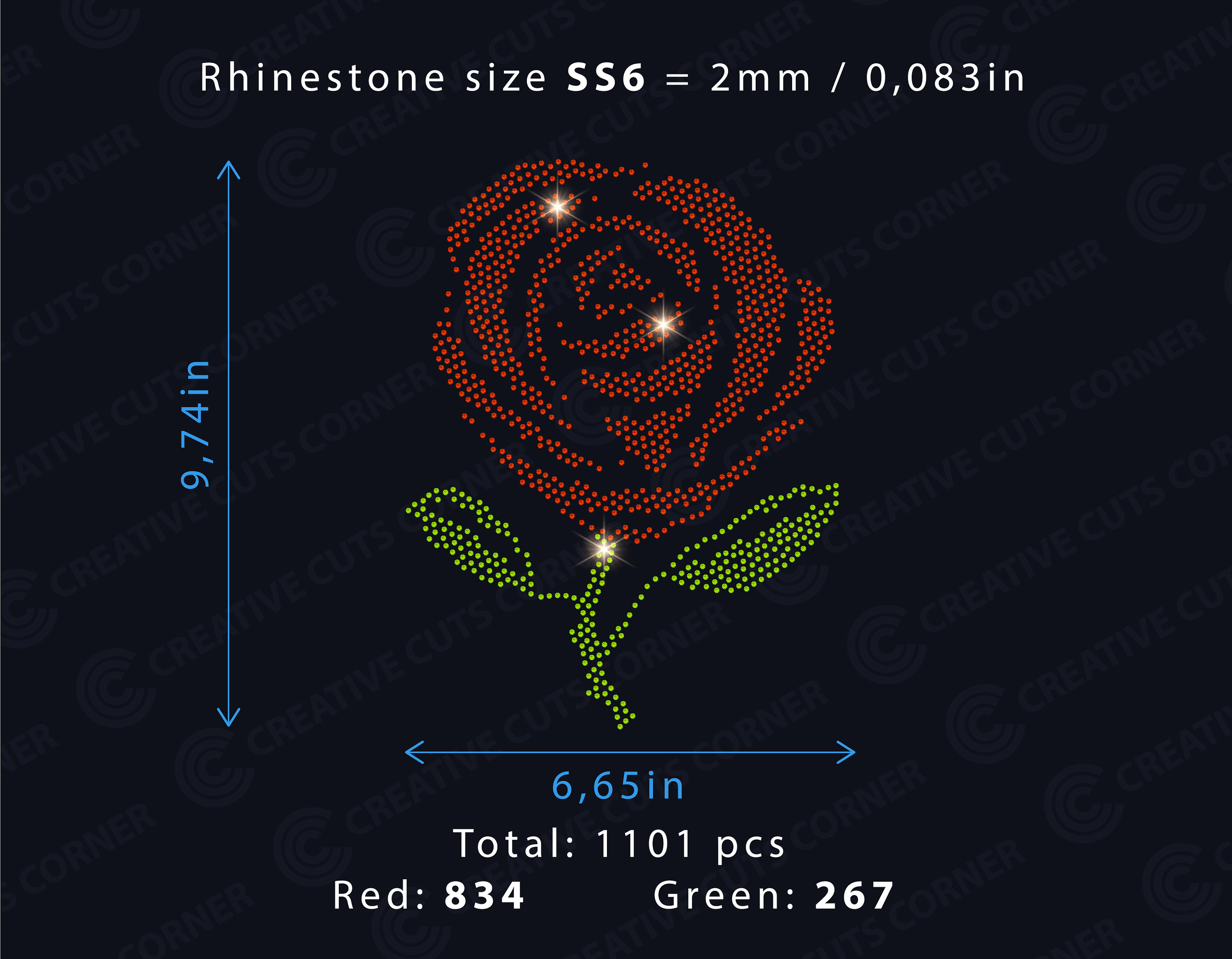 Rose Rhinestone Template Ss6 Svg Digital File Rhinestone Star ...