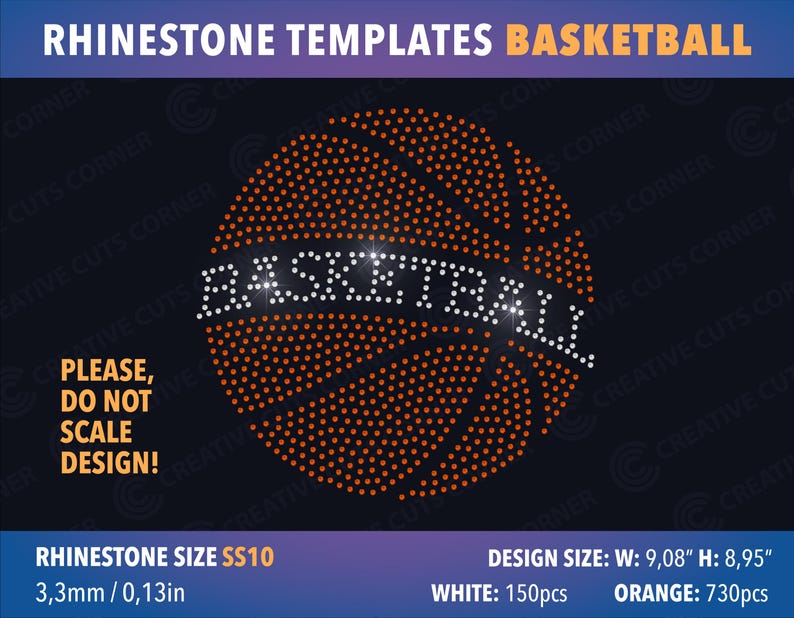 Basketball Rhinestone Template Svg File for Cricut Rhinestone Template ...