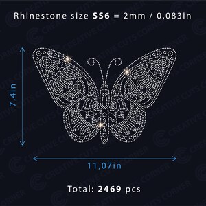 Puede incluir: Un dise&ntilde;o de mariposa de cristal de plata con 2469 cristales. La mariposa mide 7,4 pulgadas de alto y 11,07 pulgadas de ancho. Los cristales son de tama&ntilde;o SS6, que son 2 mil&iacute;metros o 0,083 pulgadas.