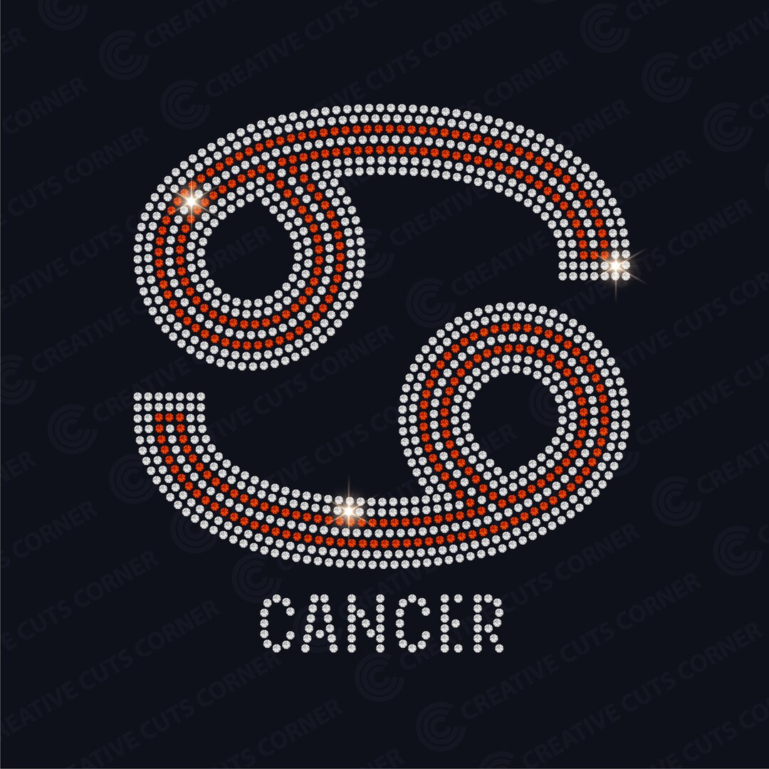 Rhinestone Cancer Zodiac Svg Rhinestone Template Svg File Hotfix ...
