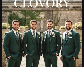 メンズダークグリーンスーツ：テーラードフィット、ダブルブレスト