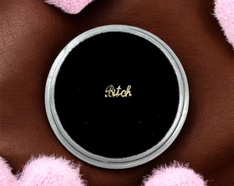 Solid 18k Gold “Bitch” Tooth Gem Charm