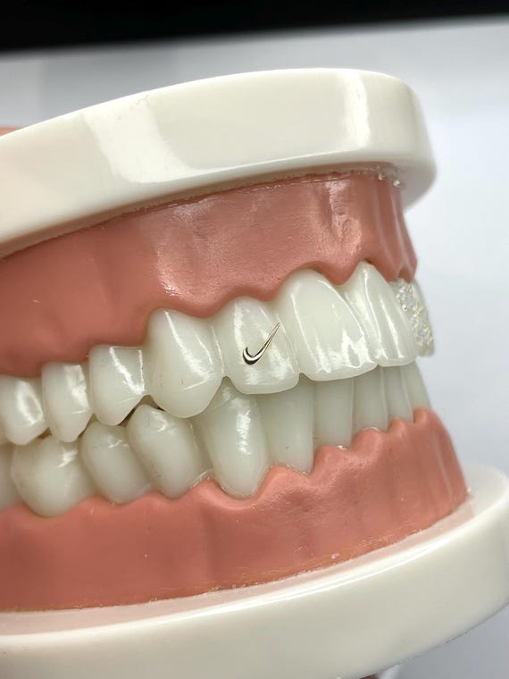 Solid 18k Gold Swoosh Gem Charm