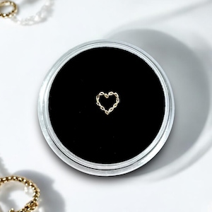 Solid 18k Gold Link Heart Tooth Gem Charm