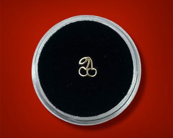 Solid 18k Gold Cherry Tooth Gem Charm
