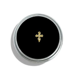 ダイヤモンド付き14Kゴールドクロストゥースジェムチャーム