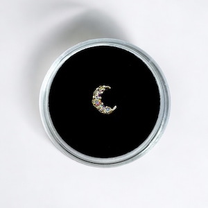 Gold irisierender Multi-Diamant Mond Zahn Edelstein Anhänger