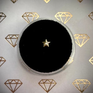 Solid 18k Gold & Diamond Star Tooth Gem Charm