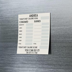 Spersonalizowany notatnik Post-it® z celem kalorycznym netto, spersonalizowany prezent Motywujące notatki samoprzylepne do utraty wagi Codzienny rejestrator deficytu kalorycznego w lodówce