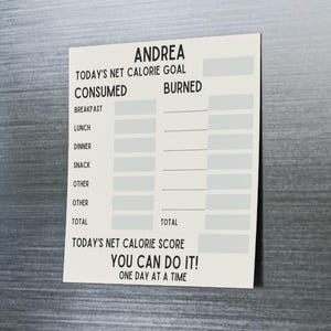 Personalized Net Calorie Goal Post-it® Note Pad, Customized Gift Motivational Weight Loss Sticky Notes Daily Fridge Calorie Deficit Tracker