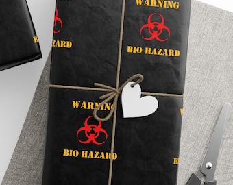 Funny Wrapping Paper,  Bio Hazard Funny Gift Wrap Joke, Unique Birthday Gift Wrap Gift For Him For Friend, Funny Wrap For Co-worker Present