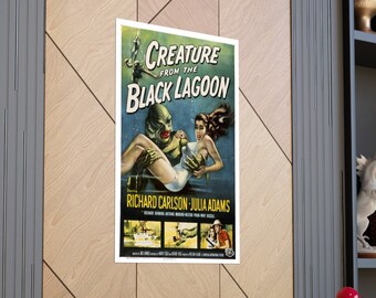 Creature From The Black Lagoon, Classic 1954 Sci-Fi Horror, Reproduction Movie Poster. Premium Matte Vertical Posters. Retro Cult Film Art.