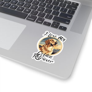 I Love My Golden Retriever, Fun Dog Lover Kiss-Cut Sticker, Golden Retriever Mom, Golden Retriever Dad, Dog Mom, Dog Dad, Dog Lover Gift