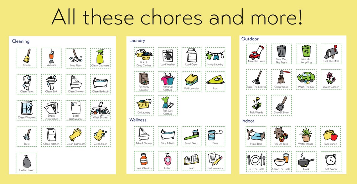 Daily Chore Checklist for Kids and Toddlers, Printable Chore Chart - Etsy