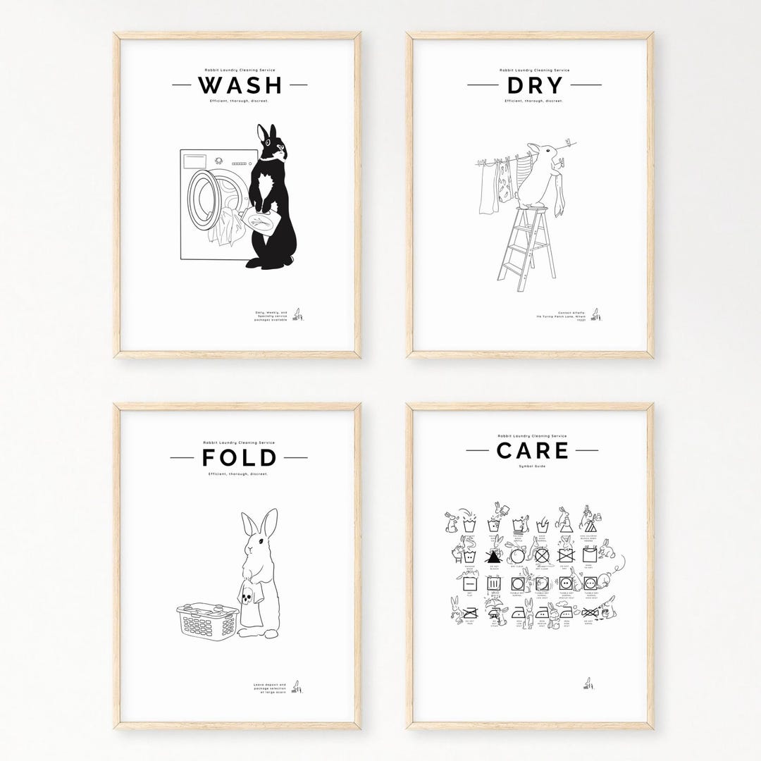 Rabbit Laundry Room Decor, Instant Download, PNG Digital Download ...