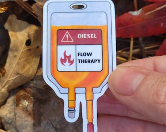 Diesel Flow Therapy-klistermärke, EMT-present, sjukvårdsklistermärke, medicinsk humor, akutmedicinskt dekal
