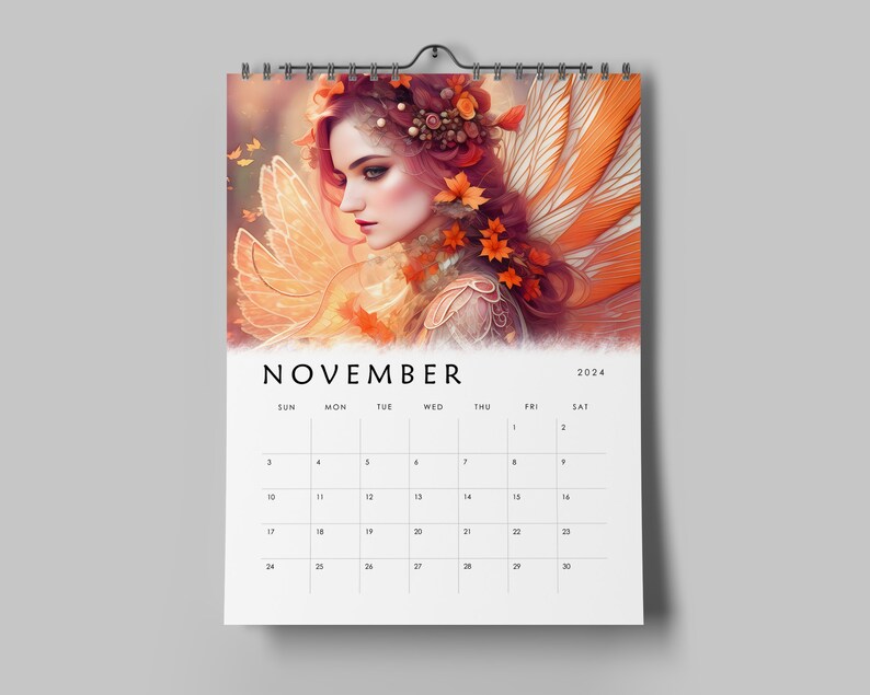 Orange Fairies 2024 Monthly Calendar Printable Fairy Lover Etsy