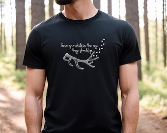 Elk Antler Shirt for Dad, Bible Verse TShirt, Train up a child in the way they should go