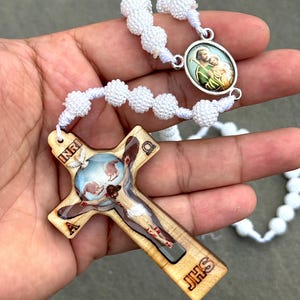 Catholic Rosary with Jesus Crucifix – Handmade Wooden Prayer Beads, INRI Cross, Christian Gift, Daily Devotion
