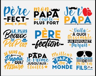 10 French Svg  Dad Bundle, Shirt Designs Svg Files for Shirts, French Saying SVG Files for Tshirts, Pillows, Mugs, Wall Art