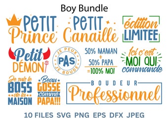 10 French Boy Bundle Shirt Designs Svg Files for Shirts, French Saying SVG Files for Tshirts, Pillows, Mugs, Wall Art