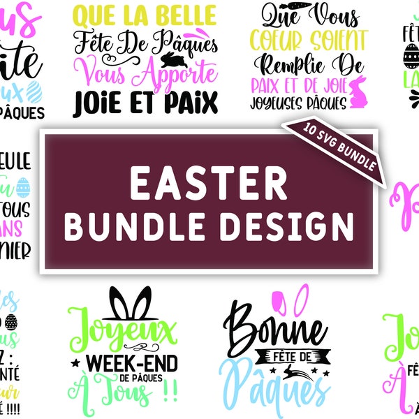 10  French  Easter Svg Bundle, Shirt Designs Svg Files for Shirts, French Saying SVG Files for Tshirts, Pillows, Mugs, Wall Art