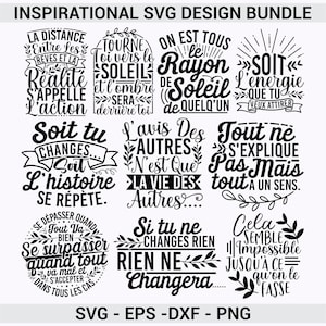 10 French Inspirational   Svg Bundle, Shirt Designs Svg Files for Shirts, French Sayings SVG Files for Tshirts, Pillows, Mugs, Wall Art