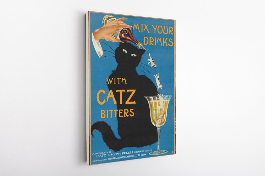 Mix Your Drinks With Catz Bitters Vintage Food&drink Poster Beverages Artwork, Affiche Boisson