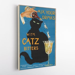 Mix Your Drinks mit Catz Bitters Vintage Food&Drink Poster - Getränke Kunstwerk, Affiche Boisson, Wanddekor Kostenloser Versand