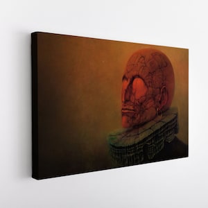 Surreal People Print Wall Art, Painting of Zdzislaw Beksinski Wall Decor, Surreal Canvas, Surreal Painting Canvas,Surreal Art Printed Canvas
