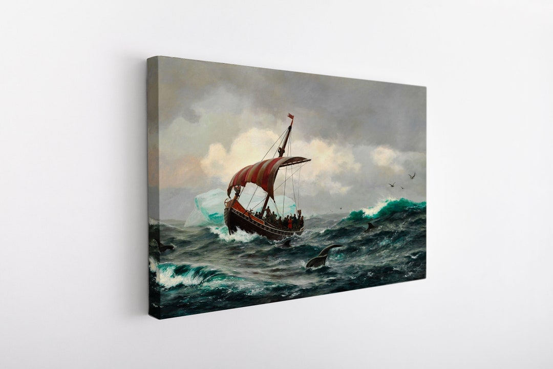 Viking Ship, Ship Canvas Wall Art, Viking Canvas Wall Art, Framed