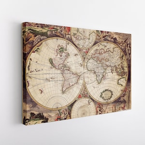 Mapa del viejo mundo, arte de lienzo de mapa del mundo vintage, lienzo de arte de mapa del viejo mundo, arte de lienzo de mapa vintage, arte de lienzo de mapa antiguo, arte de lienzo de mapa,