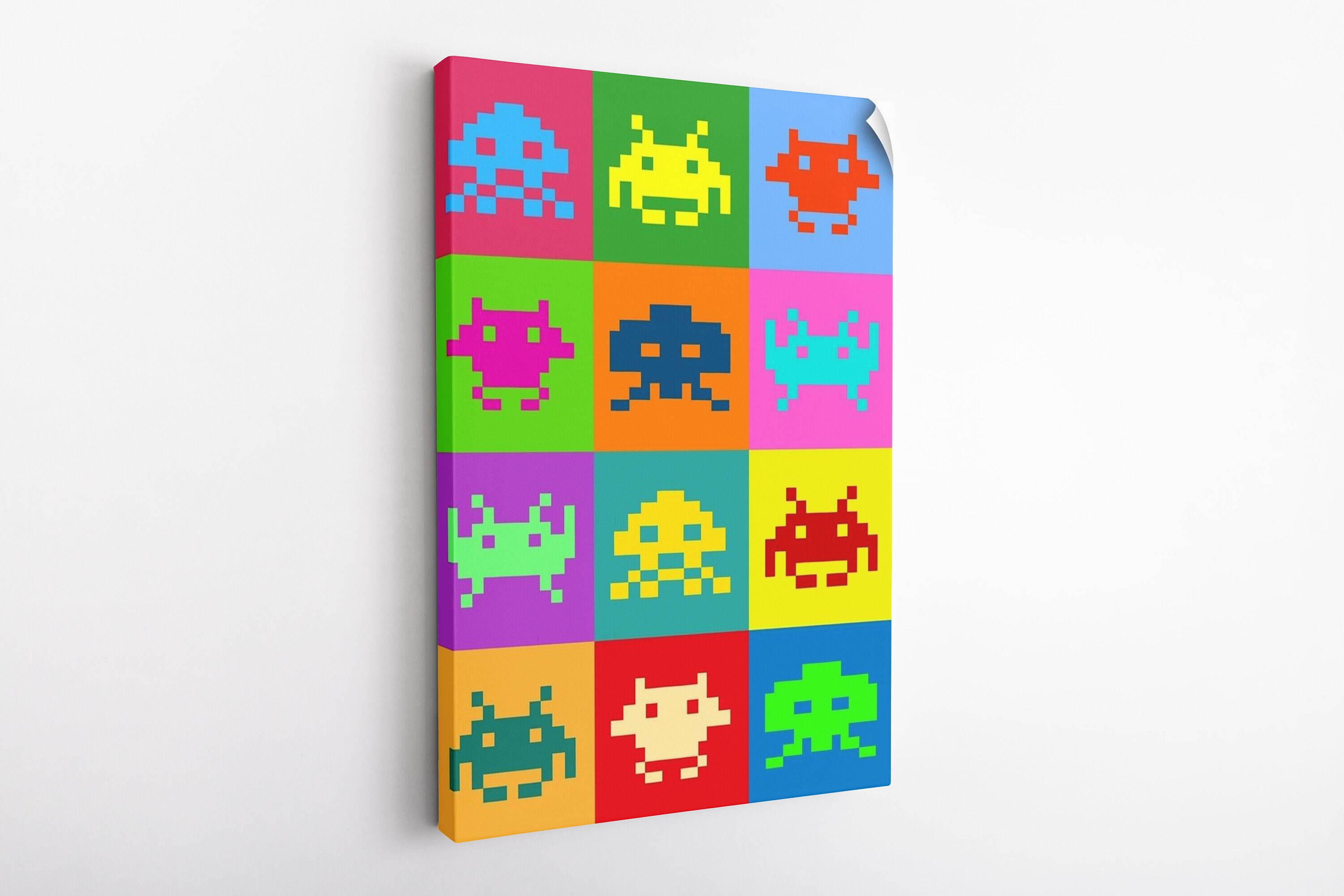 Pixel Tetris Game, Space Invaders Canvas, Space Invaders Wall Art