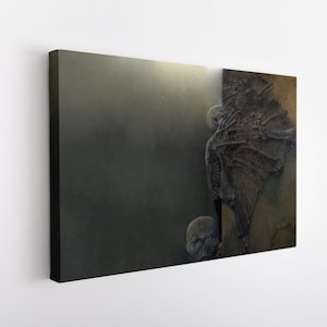 Lienzo de pintura surrealista, pintura de Zdzislaw Beksinski decoración de pared, lienzo surrealista, arte de pared de pintura surrealista, lienzo impreso de arte surrealista