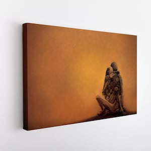 Skeleton Couple Painting Canvas, Painting of Zdzislaw Beksinski Wall Decor, Surreal Painting Wall Art, Surreal Art Printed Canvas