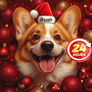Custom Christmas Pet Portrait Painting from Photo, Dog Memorial Gift, Royal Pet Portrait, Personalized Holiday Gift for Dog Lovers