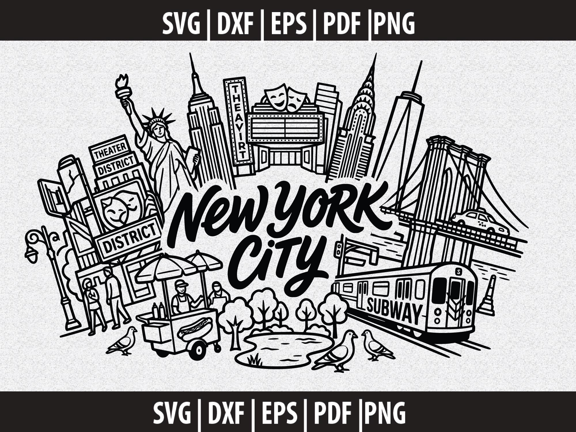 New York City Skyline Svg Bundle | Nyc Elements Cut File | City Svg DXF ...