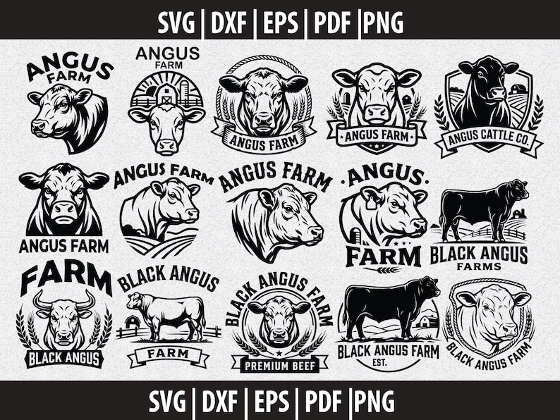 Angus Ranch Logos Angus Farm Logo SVG, Black Angus Logo PNG, Farm Logo Clipart Black ...