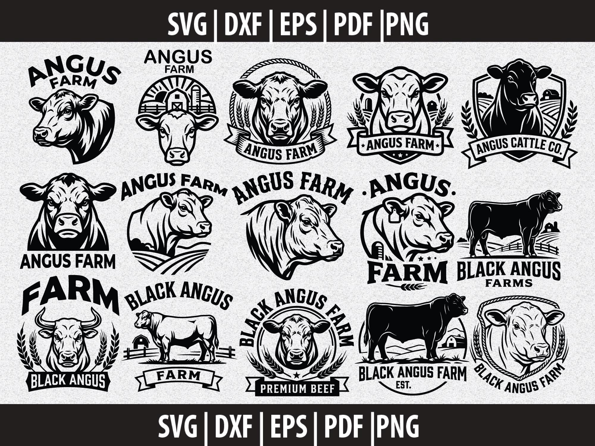 Angus Farm Logo SVG, Black Angus Logo PNG, Farm Logo Clipart Black ...