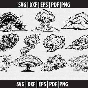 Smoke Cloud SVG, Smoke PNG, Smoke Puff Clipart Black White, Smoke Shirt Design, Cricut Cut File, Instant Download