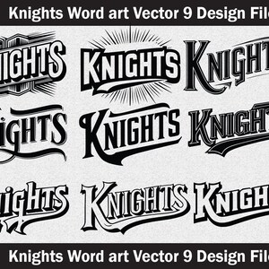 Knights Typography SVG, Mascot Vector, Word Art (digital Files) - Etsy