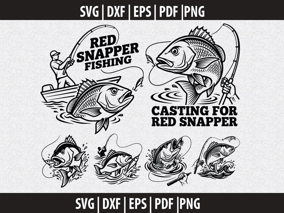 Red Snapper Fish Svg | Saltwater Fish Cut File | Fishing Svg DXF PNG ...