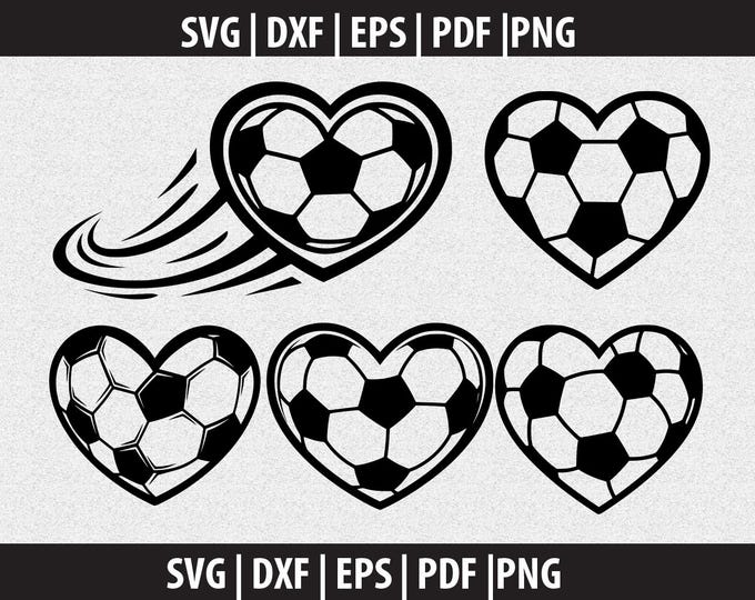 Sports Clipart: Black Heart Shaped Soccer Ball - Heart With Soccer Ball ...