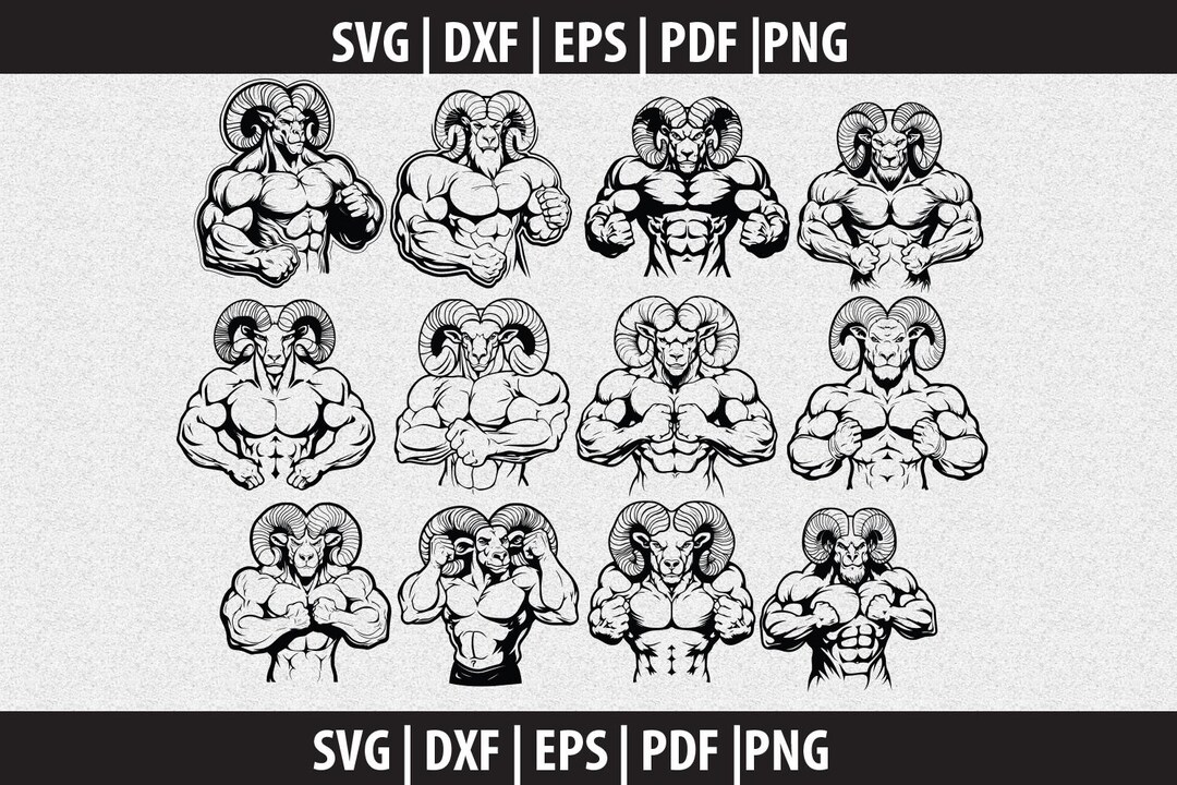 Rams Bodybuilder Mascot Cut File: SVG, PNG, Clipart (digital Bundle) - Etsy